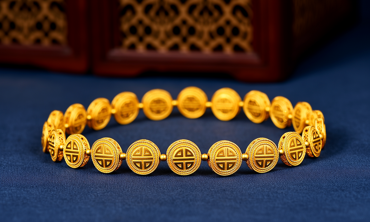 黄金平安扣手链图片 黄金平安扣手链图片