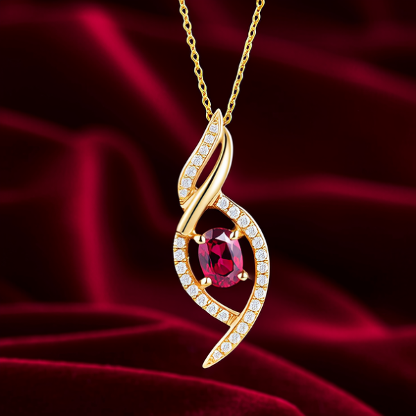 黄金镶红宝石吊坠图片 黄金镶红宝石吊坠图片